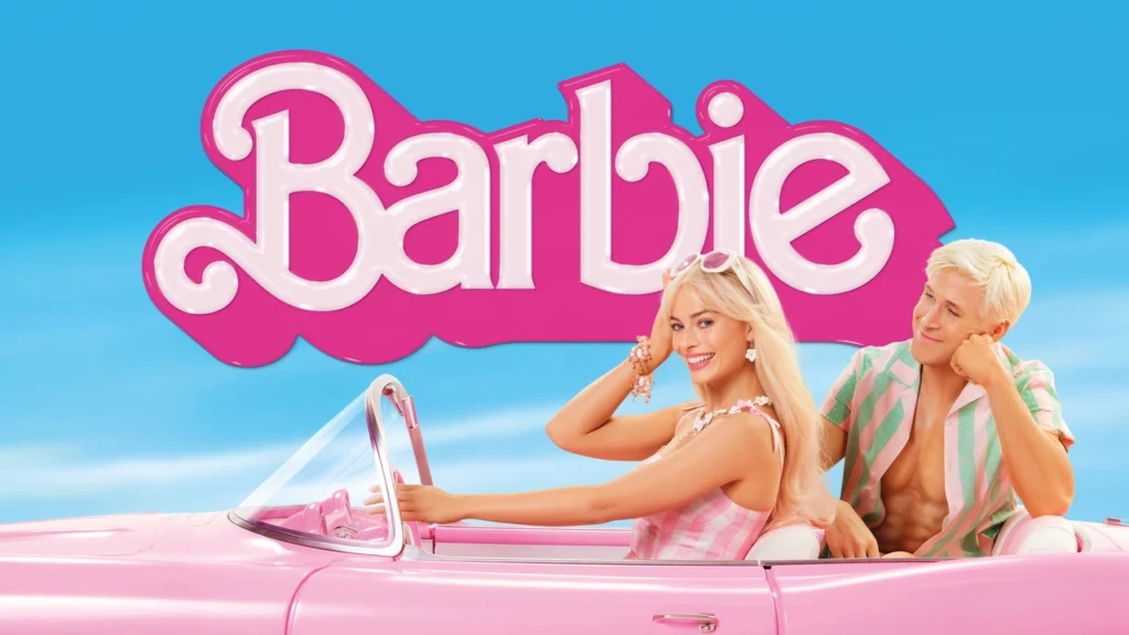 Barbie 2023 movie poster illustrating nostalgia marketing with iconic branding and retro style